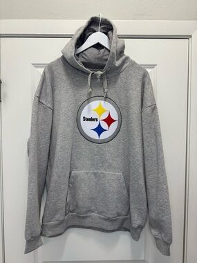 Antigua Pittsburgh Steelers Pullover Hoodie Gray
